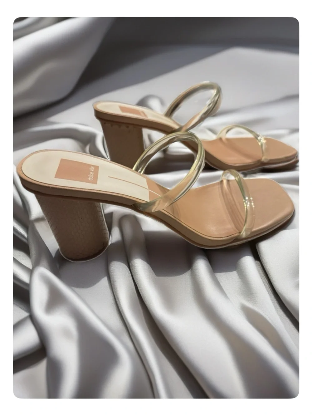 Dolce Vita Clear-Strap Square-Toe Sandal in Nude/Tan